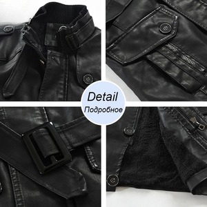 Veste d'hiver pour homme en cuir de vache long, col montant, logo frontal, imperméable, streetwear, décontractée chic, veste de travail, vêtement d'extérieur - Product Image 5