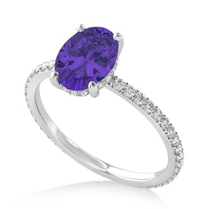 แหวนพลอย tanzanite ทรงรีพร้อมแหวนรัศมีเพชรธรรมชาติจากผู้ผลิตอินเดีย - Product Image 4
