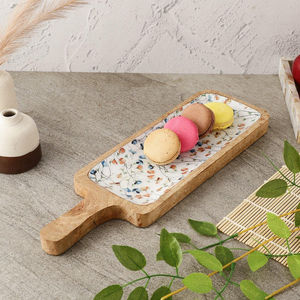 Plateaux à dessert et à nourriture en bois de qualité supérieure Forme personnalisée Grande taille avec Meena Work Idéal pour les repas élégants - Product Image 1