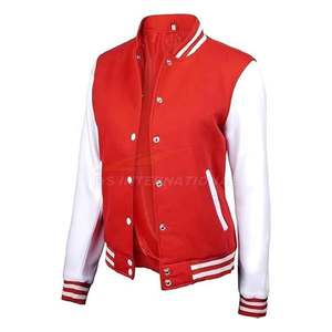 Bomber Varsity <b>Jacket</b> <b>Women</b> Cropped and Standard Wool Body Leather <b>Sleeve</b> Baseball Letterman <b>Jackets</b> Wholesale OEM Supplier - Product Image 5