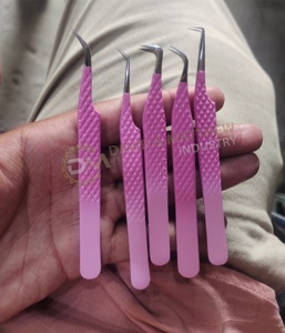 Pinces à cils les plus vendues, pinces à pointe en fibre, couleur rose bébé, pinces à cils en acier inoxydable pour les cils - Product Image 5