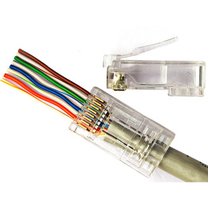 Cat6 RJ45 Pass Through Fiches modulaires, connecteurs réseau non blindés pour câble solide <span class=keywords><strong>ou</strong></span> toronné à paire torsadée 24AWG - Product Image 3