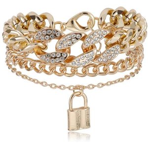 Pulsera de eslabones de oro grueso con cierre Punk para mujer, Brazalete de eslabones grueso con cierre de estilo Hip Hop, para regalo de joyería para su esposa o su esposa - Product Image 1