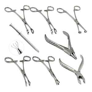 Traditional Tattoo Kit 5-Piece Stainless Steel Body <b>Piercing</b> Manual Forceps <b>Clamp</b> Ear Lip Tongue Clip Surgical Instrument - Product Image 1