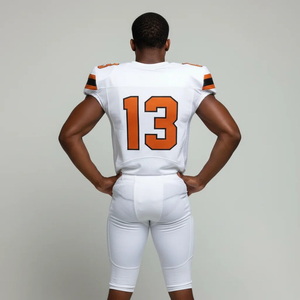 Maillot de football américain streetwear très populaire, respirant, séchage rapide, manches courtes, grande taille, couleur blanche, ensemble uniforme pour jeunes - Product Image 2