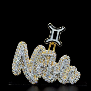 2025 Fine 925 Argent Moissanite Lettre Pendentifs Charmes Or Hip Hop Glacé Logo Nom Pendentif Personnalisable Fête Cadeaux pour Hommes - Product Image 1