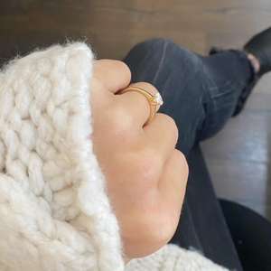 แหวนหมั้นเพชรโมอิสรูปหัวใจทรงหยดน้ำตาประดับหินสีขาว925ชุบทอง14K - Product Image 3