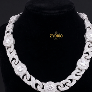 14K Gold <b>Iced</b> <b>Out</b> Round Stone Cuban Link <b>Chain</b> Necklace Premium Luxury <b>Chain</b> - Product Image 1