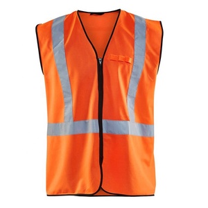 Chaleco de seguridad con cremallera estándar para hombre, chaleco de seguridad con cremallera y malla transpirable de alta visibilidad para trabajo de tráfico al por mayor, multibolsillos - Product Image 4
