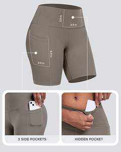 Short de yoga motard taille haute pour femme avec contrôle du ventre Spandex Gym Workout Athletic Gym Respirant Hot Pattern Pockets - Product Image 2