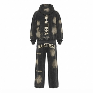 Conjunto de Sudadera Oversize Lavada Personalizada y Pantalones Anchos de Felpa para Mujer, Chándal de Algodón Estilo Urbano OEM ODM - Product Image 3