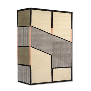 Tapis en laine noué à la main Aiwl-3069 ivoire, motif géométrique, pour salon, décoration intérieure, design rectangulaire pour couloir - Product Image 1