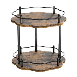 Organizador de tocadiscos de madera Lazy Susan con marco de metal estante de especias para fiestas de granja Lazy Susan a los mejores precios - Product Image 1