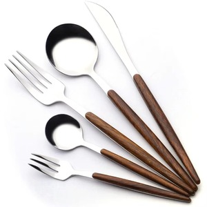 Cubiertos de acero inoxidable con acabado Chapado en Color plateado, juego de 5 cucharas, cuchillo, tenedor, apto para lavavajillas, cubiertos, restaurante, uso de boda - Product Image 2