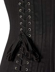 Corsé de Algodón Negro con Cordones Ajustables para Entrenamiento de Cintura |   Faja moldeadora de cuerpo de algodón negro Tailletraining con cierre de cordones - Product Image 3