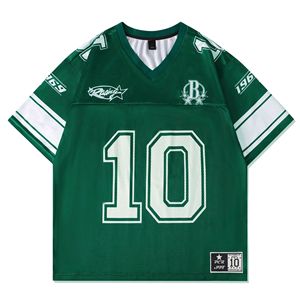Maillot de football à col en V en tissu mesh 100% polyester, personnalisé, imprimé par sublimation, nom et numéro de l'équipe, respirant - Product Image 1