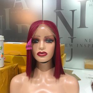 LINU Peluca Bob Borgoña de 10 Pulgadas, 100% Cabello Humano Vietnamita Virgen, Peluca de Encaje WI12 con Doble Trama a Máquina, Venta al por Mayor de Fábrica - Product Image 6