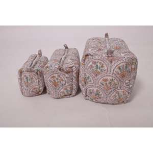 Handmade Indian Cotton Durable Waterproof Large Capacity Fashion Portable Cosmetic <b>Bag</b> Printed Travel Makeup Zipper Pouch - Product Image 2