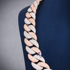 สร้อยคอเพชรโมอิสคูสเตอร์925สายโซ่สไตล์คิวบา20มม. แบบพรีเมียมพร้อมด้วยเพชรโมอิส VS1เจียระไนทรงกลม - Product Image 3