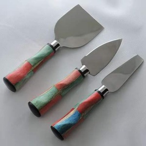 Cubiertos dorados más vendidos, juego de queso de acero inoxidable, diseño de hojas, mango, cuchillo para mantequilla, esparcidor, cuchillo para queso, vajilla, vajilla - Product Image 6