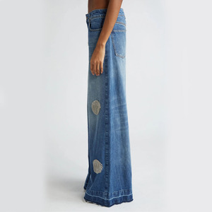 Percha Impex Fabricación High Street Desgastado Suelto de pierna ancha Full Diamond Printed Stacked Jeans de secado rápido Jeans de mujer - Product Image 5