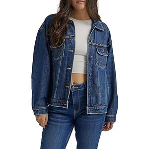 2025 nouveauté femmes léger lavé imperméable Denim veste col montant hiver coton imprimé tissu jean automne - Product Image 5