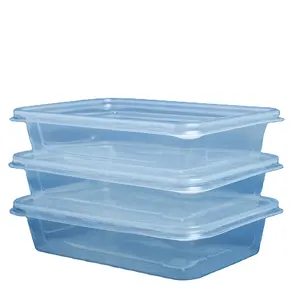 Tùy chỉnh microwavable Takeaway dùng một lần bao bì thực phẩm nhựa container với nắp hình chữ nhật PP nhựa nhà sản xuất