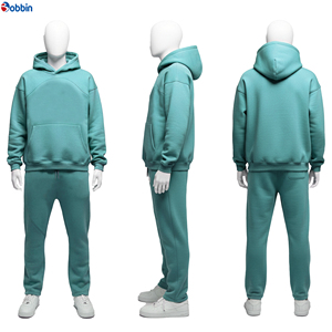 ชุดลำลองผู้ชายแบบสองชิ้น เสื้อฮู้ดและกางเกงจ็อกเกอร์ สกรีนโลโก้ได้ ชุดใหม่ เสื้อพูลโอเวอร์และกางเกงสเวตแพนท์ พร้อมลายพิมพ์นูน ชุดวอร์มผู้ชาย - Product Image 5