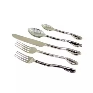 Juego de Cubiertos de Metal con acabado dorado de primera calidad, cubiertos elegantes de acero inoxidable pulido, cuchara, tenedor, cuchillo para mesa de comedor - Product Image 5