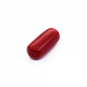 Natural Japanese 7.15 Ratti Coral <b>Beads</b> <b>Red</b> and White Oval Loose <b>Bead</b> Made of Bone and Shell - Product Image 2