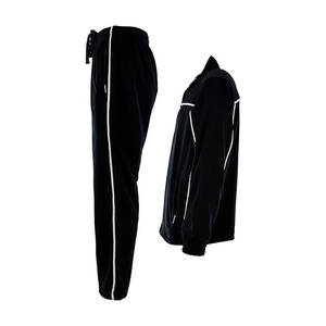 Stylish <b>Mens</b> <b>Velour</b> <b>Tracksuit</b> with Full Zip Jacket and Zippered Pockets Perfect for Lounge Travel and Fitness Black Grey - Product Image 3