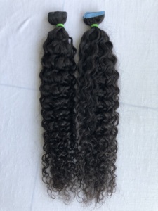 Top Premium 100% Raw Remy Virgin Cambodgien Indian Hair Extensions 24 ''Kinky Curly Tape Fournisseur Indien Exportation En Gros - Product Image 4