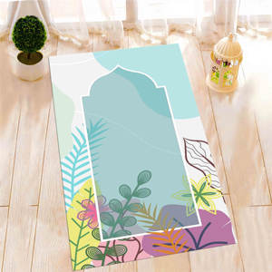 Alfombra de Oración Islámica Floral: Alfombra Delgada Estampada para Adoración, con Pelo Suave - Product Image 4
