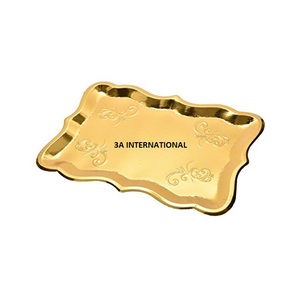 Nouveauté Plateau de service rectangulaire Finition dorée Plateau de service Accessoires Vaisselle Plat de service Plateaux en métal - Product Image 1
