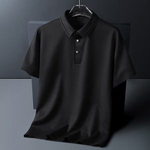 Polo de Manga Corta de Seda Helada para Hombre, Talla Grande, Verano, Personalizable con Logotipo OEM, Secado Rápido, Elástico, Transpirable, Tejido de Punto - Product Image 4