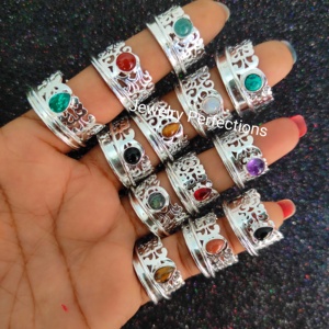 Wholesale Silver <b>Spinner</b> Rings for Women Mixed Design Meditation Band for Anxiety Relief <b>Fidget</b> Jewelry Weddings Engagements 001 - Product Image 6