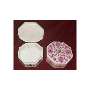 Lujoso joyero Hexagonal de nácar con incrustaciones de mármol blanco para almacenar joyas y dulces en la caja Cajas de mármol - Product Image 1