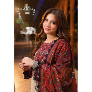 Conjunto de Ropa Tradicional Pakistaní e India para Mujer ASIM JOFA-3PC, Camisa Maxi con Estampado Digital para Uso Diario con Chal Dupatta - Product Image 4
