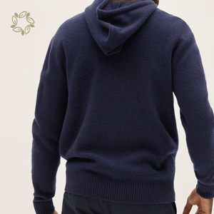 Sweat à capuche d'hiver pour homme mérinos avec tissu polaire à capuche à séchage rapide et respirant en tricot de couleur unie - Product Image 4