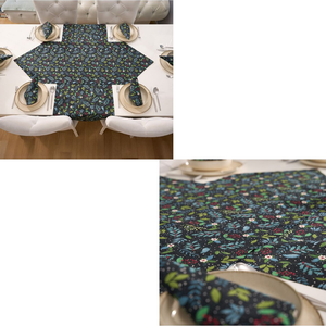 Elegante Juego de Mesa de Comedor de Algodón con Diseño Tradicional de 7 Piezas y Patrón Floral, Incluye 6 Manteles Individuales y 1 Camino de Mesa Triangular para Uso Doméstico - Product Image 6