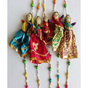 Wholesale Lot Rajasthani Traditional <b>Indian</b> Puppet <b>Dolls</b> Bohemian for Home Wall Hanging Mobile String Decoration for Diwali - Product Image 1