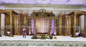 Mandap de Boda Personalizable con Pilares de Fibra Dorada, Estilo de Toldo Redondo Desmontable, Escenario de Matrimonio, Mandala Indio de Tendencia en EE. UU. - Product Image 5