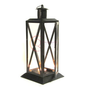 Linterna negra elegante con diseño cruzado elegante y vidrio transparente para una decoración encantadora del hogar linterna rectangular encantadora - Product Image 6