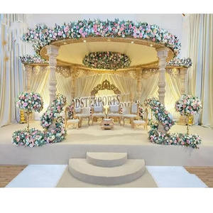 Grand décor de mariage Éléphant Mandap Pays-Bas DST Exportations Meilleur Prix Haut de gamme Blanc Or Mariage Mandap Ensemble Fabricant Vente - Product Image 2