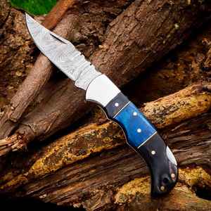 Cuchillos Plegables de Bolsillo Personalizables, Hechos a Mano, con Mango de Madera y Acero de Damasco Forjado, Cuchillos de Acero Personalizados con Funda - Product Image 4