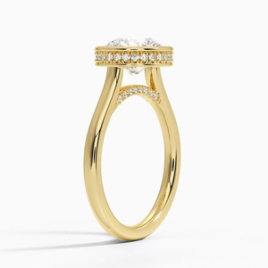 Anillo de compromiso de oro de 10K de estilo solitario clásico para mujer, Halo oculto, laboratorio cultivado, joyería de boda romántica, regalo para fiestas de mujer - Product Image 2