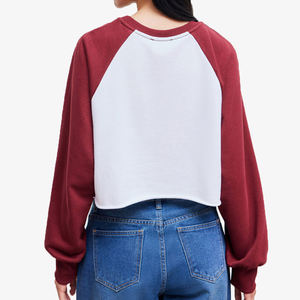 Sudadera de cuello redondo con bordado raglán para mujer, 300g, peso de tela, impresión Digital, mangas completas informales de invierno, servicio OEM - Product Image 4