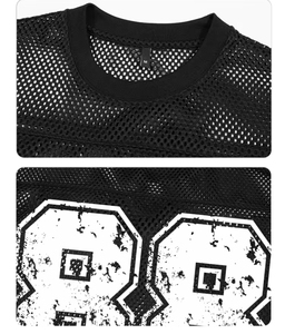 Camiseta de malla cuadrada para hombre, jersey de hombro caído, transpirable, ligera, de secado rápido, con impresión de logotipo personalizado, OEM - Product Image 3