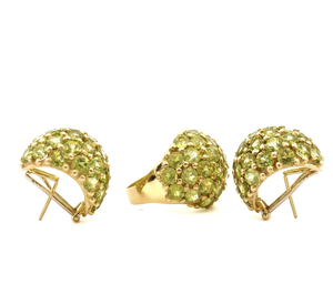Solid Real Gold Plated Vintage <b>Peridot</b> Ring and <b>Earrings</b> Set Gold Jewelry for Women's Fashion Jewelry - Product Image 2