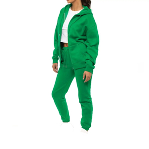 Chándales de diseñador superior para mujer, venta al por mayor, transpirables, personalizados, regulares, con capucha, bordado, 2 piezas, cremallera, pantalones con capucha, conjunto 100% - Product Image 1